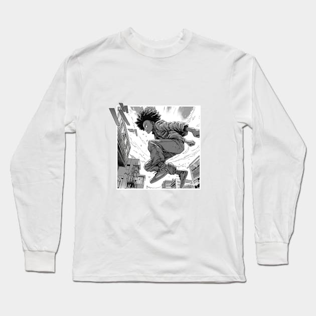 Black Anime T-Shirt - Japanese Manga Tee for Men and Women - Otaku Clothing - Anime Lover Gift - Cool Graphic Tee Long Sleeve T-Shirt by Afrikanime